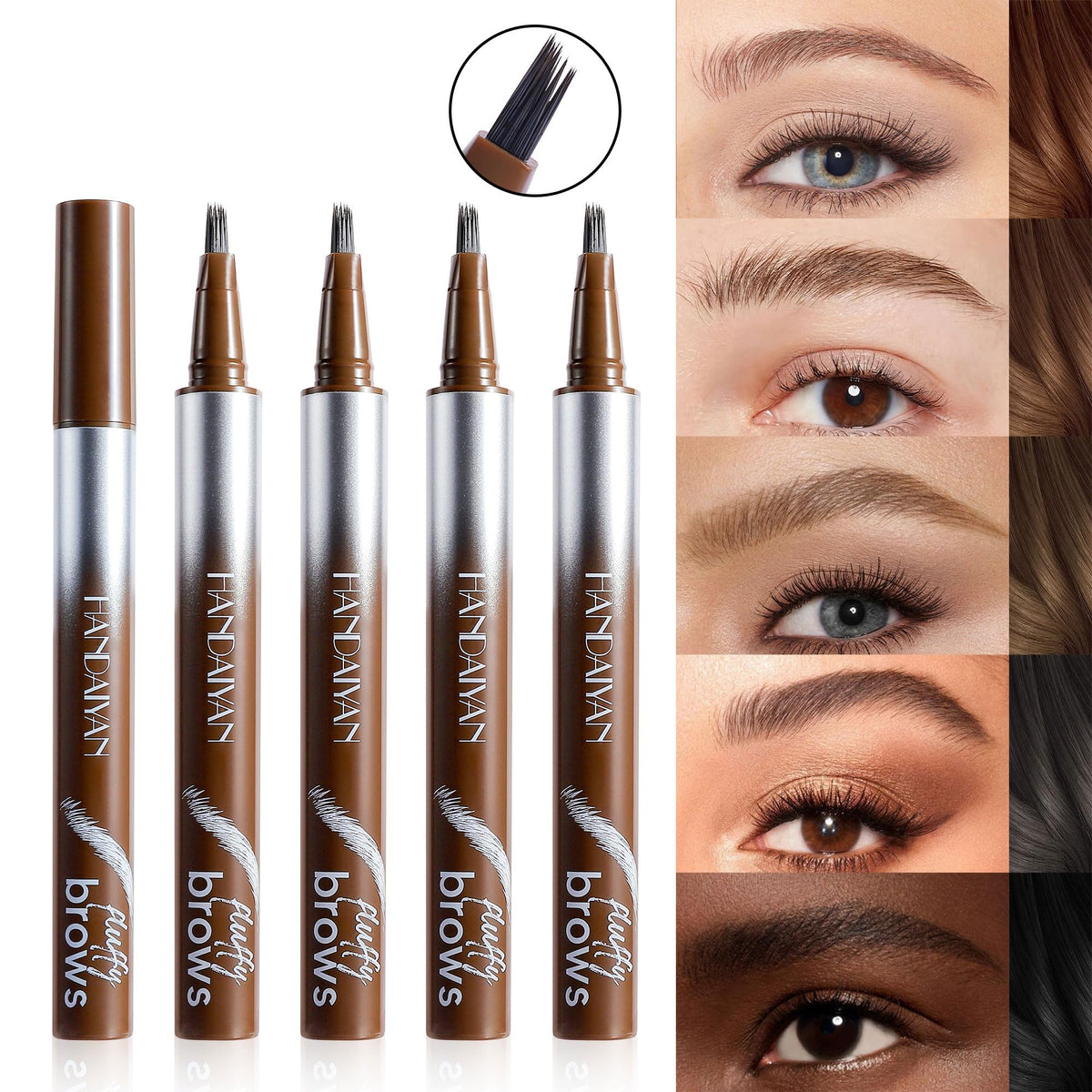 HQDA Magic Liquid Eyebrow Pen & Brow-Fection Angled Brush Eyebrow Pencil – Waterproof, Long-Lasting for Natural-Looking Full Brows (# 04)