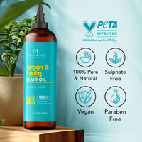 Botanic Hearth Argan & Biotin Hair Oil - 6.7 fl oz - Strengthening and Nourishing Hair Treatment for Thicker, Fuller-Looking Hair - Paraben Free - For All Hair Types