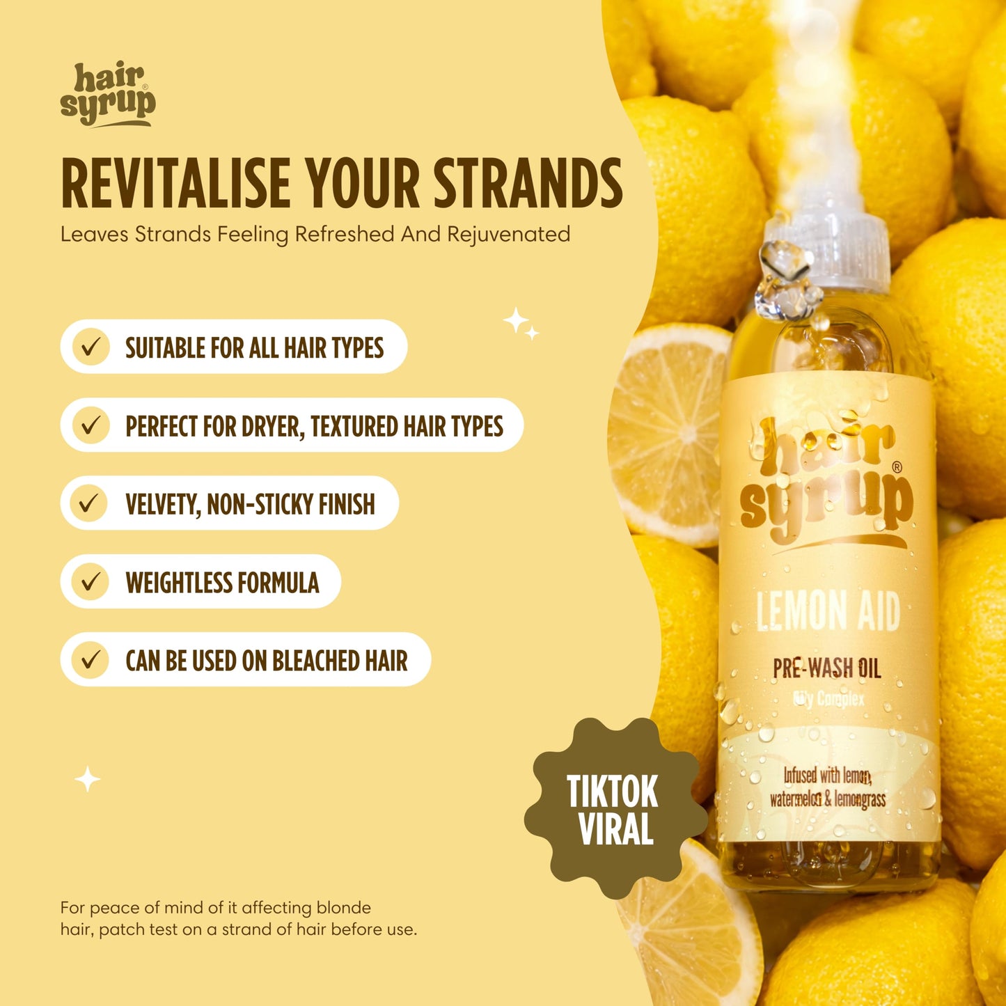 Hair Syrup | Lemon-Aid Pre-Wash Hair Oil | Refresh & Rejuvenate Your Scalp | Infused with Lemon, Watermelon & Lemongrass | Vegan | 100% Natural | 100ml