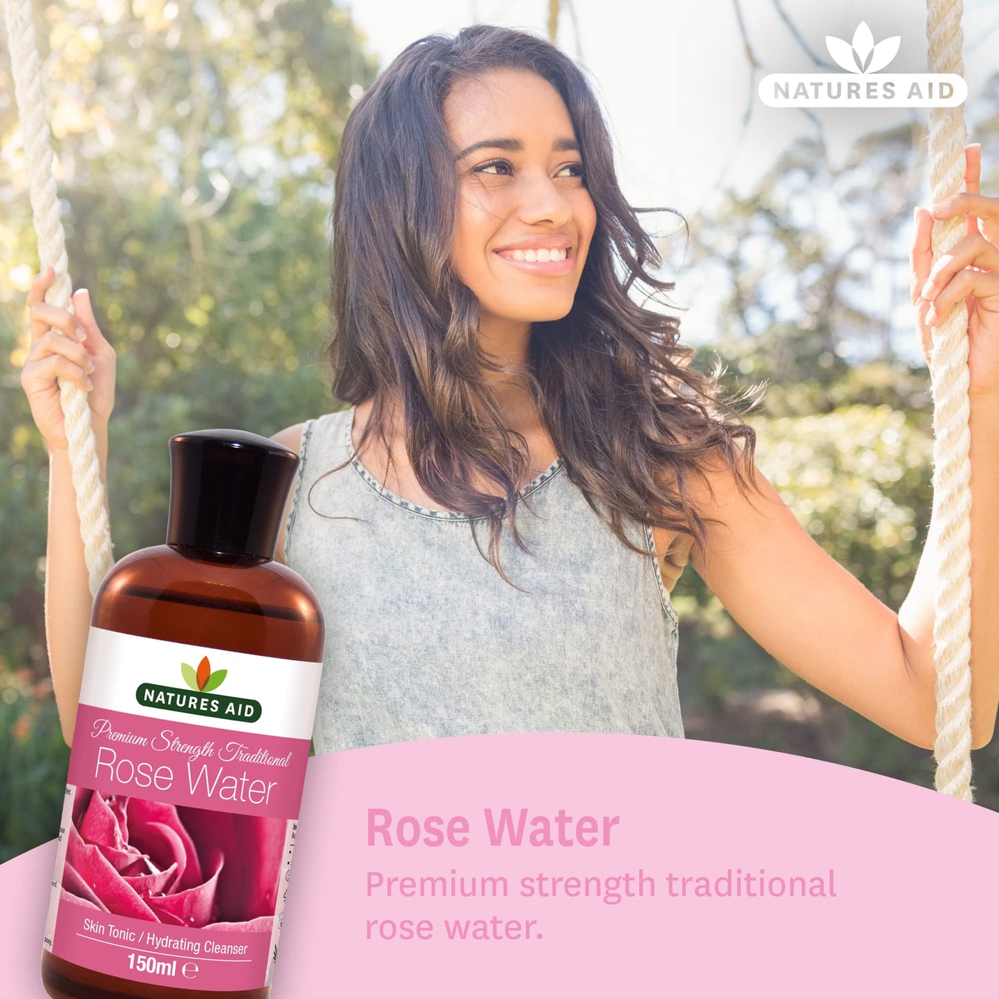 natures aid Natures Aid Premium Strength Traditional Rose Water, 150ml (Ingredients : Aqua , Alcohol, Rose Oil)