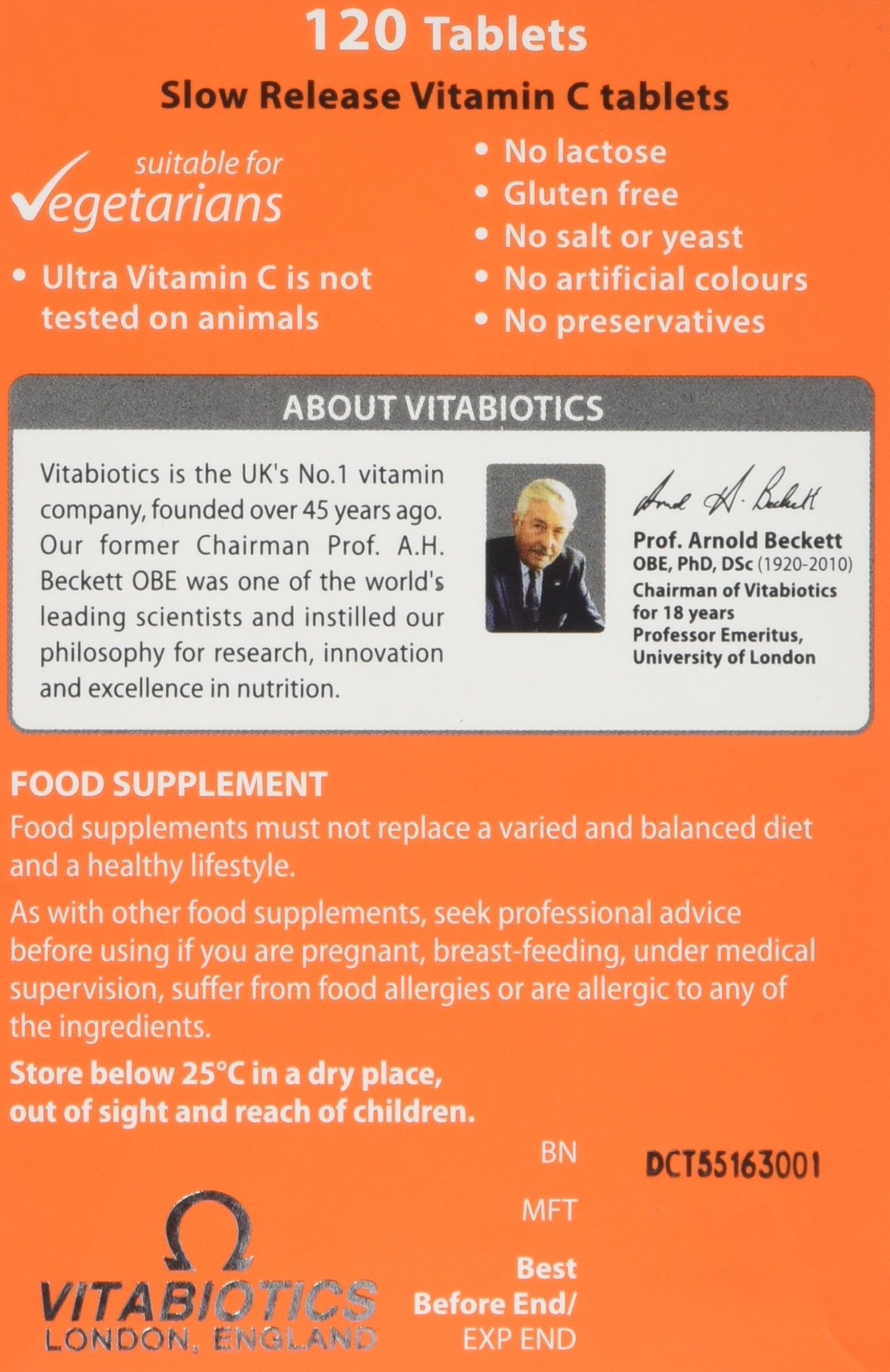 Vitabiotics Ultra Vitamin C Tablets (Ascorbic Acid) Sustained Release with Bioflavonoids - 120 Tablets