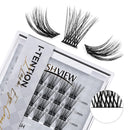LASHVIEW Cluster Lashes,DIY Eyelash Extension 3D Extended Natural Look Reusable Glue Bonded Black Super Thin Band 24 Lash Clusters(0.07 12mm Black Band-CRISS CROSS)