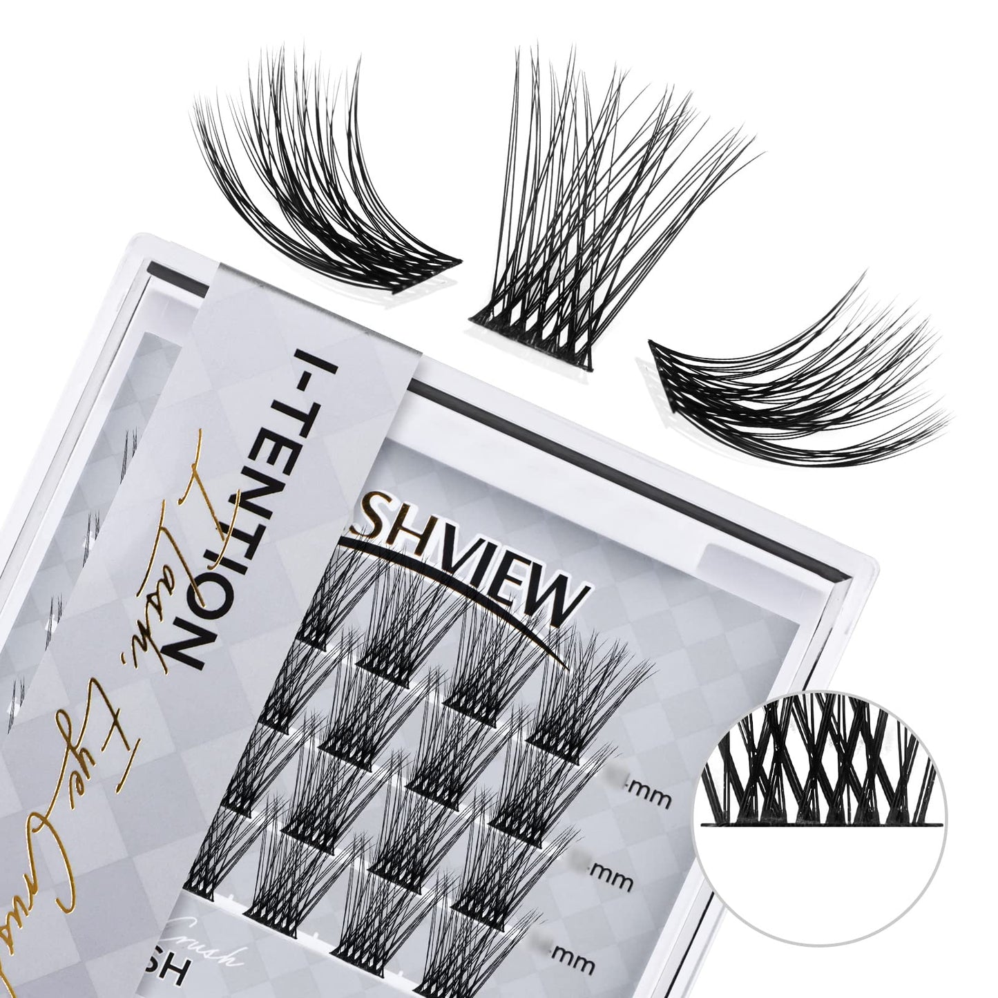 LASHVIEW Cluster Lashes,DIY Eyelash Extension 3D Extended Natural Look Reusable Glue Bonded Black Super Thin Band 24 Lash Clusters(0.07 12mm Black Band-CRISS CROSS)