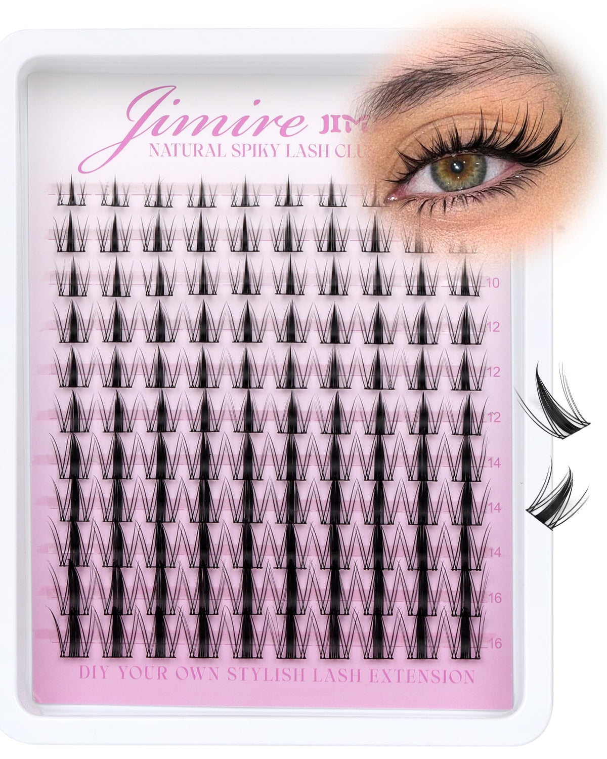 JIMIRE Fairy Lash Clusters Natural Look Manga Cluster Lashes Wispy D Curl Individual Eyelashes 110 Pcs 8-16MM Wispy Lashes Individual Cluster Wet-Look Lashes Extension with Invisible Lash Band