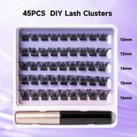ocean pearl Individual Lashes Cluster Lashes D Curl 45 Clusters DIY False Eyelashes Individual Reusable Soft Natural Easy Fan Russian Lashes Eyelash Extensions Clear Glue 10-16mm