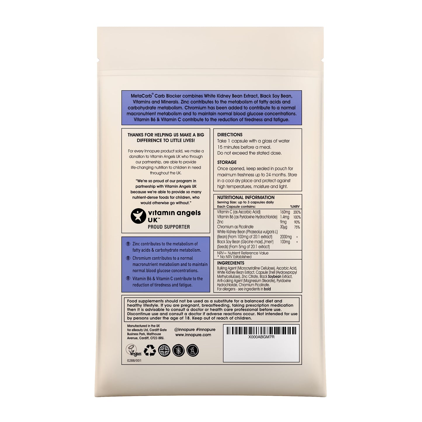 MetaCarb® Carb Blocker Capsules - High Strength Formulation with White Kidney Bean Extract, UK Made, 90 Capsules