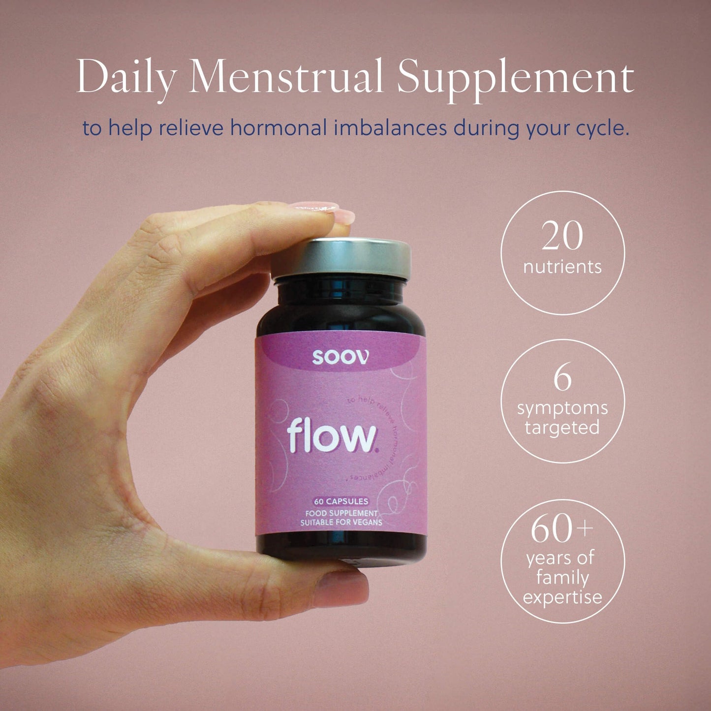 G&G Vitamins Soov Flow | Magnesium, B6 & Saffron PMS Supplement | 60 Capsules, Vegan