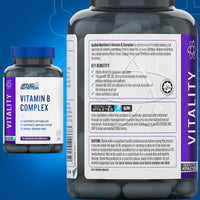 Applied Nutrition Vitamin B Complex Multivitamin - High Potency B12, B6, B1, Folic Acid & Biotin - Supports Metabolism, Reduces Tiredness & Fatigue, Helps Immune System - (90 Capsules)