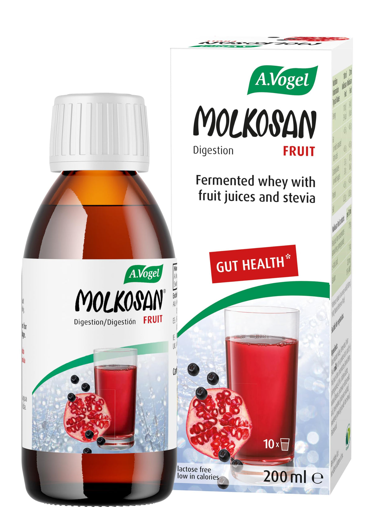 A.Vogel Molkosan Fruit | Prebiotic Formula Providing Gut Health Support | Berry & Pomegranate | 200ml