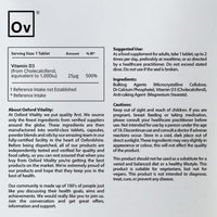 Ov OXFORD VITALITY Vitamin D3 Tablets | 1000 iu Supplement for Immune & Bone Health | Oxford Vitality