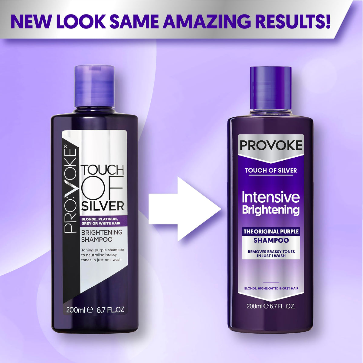 PROVOKE Touch Of Silver Brightening Purple Shampoo 200 ml, Neutralises Yellow and Orange tones, Formulated with Violet and Blue Pigments