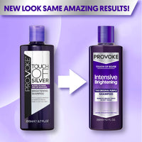PROVOKE Touch Of Silver Brightening Purple Shampoo 200 ml, Neutralises Yellow and Orange tones, Formulated with Violet and Blue Pigments