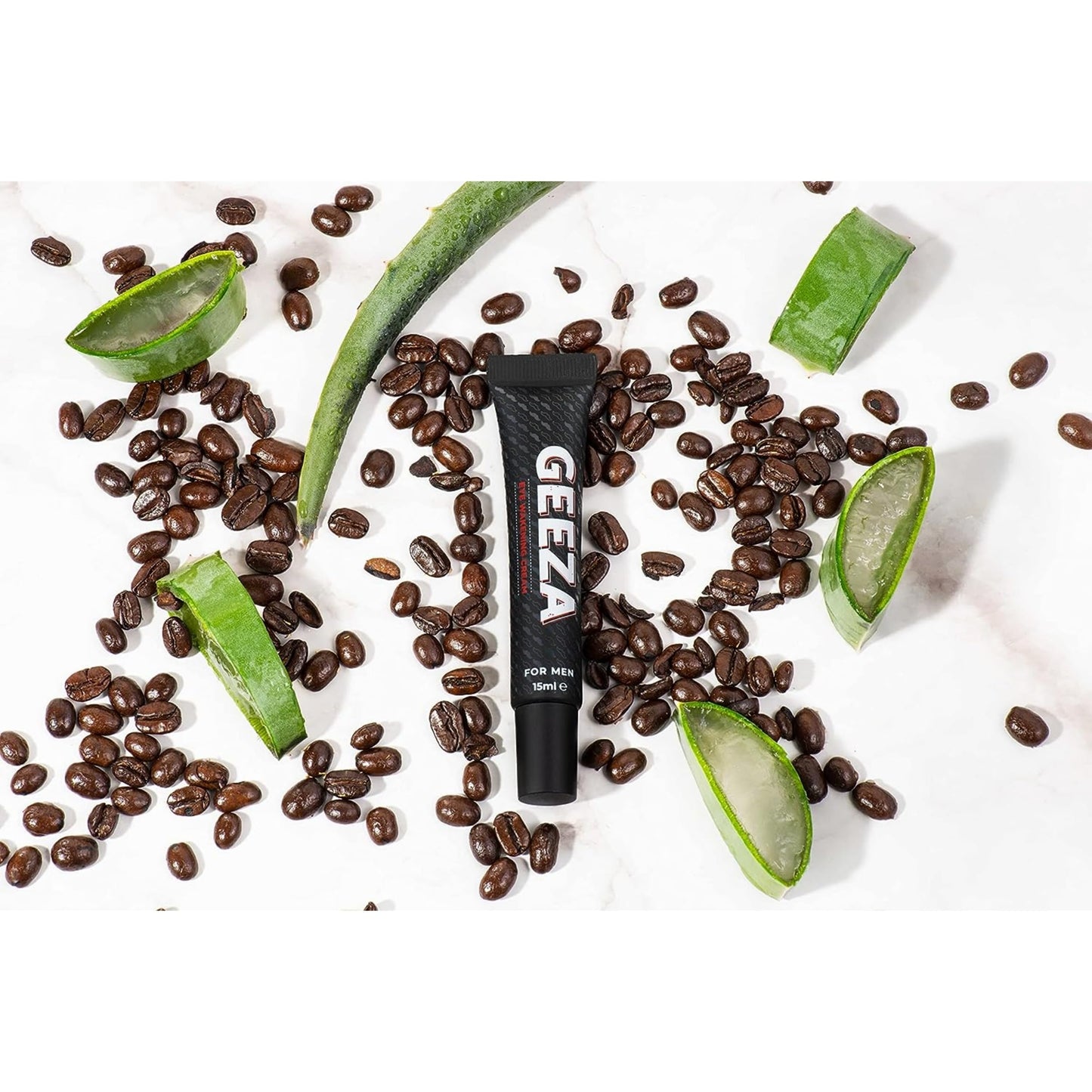 Geeza Men's Eye Cream Reduce Dark Circles and Puffiness, Advanced Formula Male Eye Bag Removal, Designed to Improve Elasticity, Nourish the Under Eyes 15ml