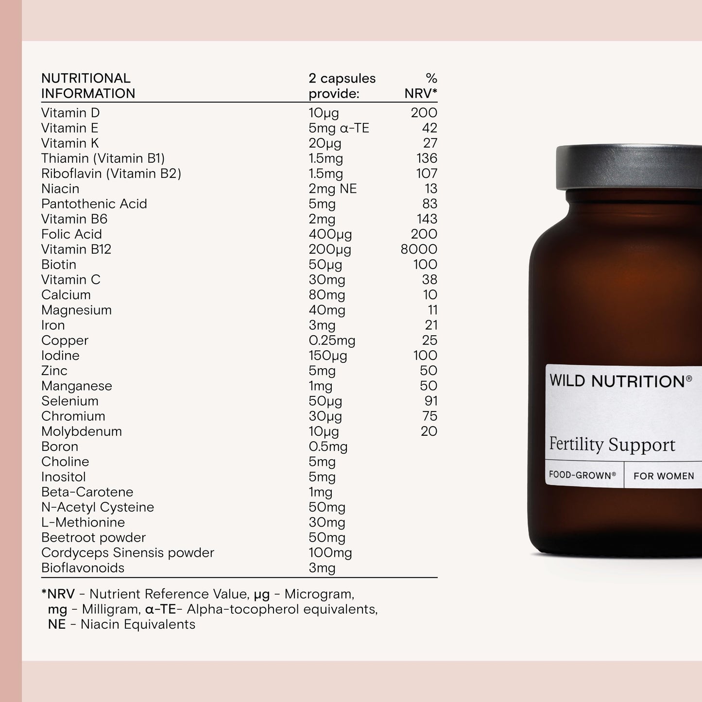Wild Nutrition WILD NUTRITION Food-Grown® Fertility Support for Women | Fertility Supplements for Women to Support Healthy Ovulation & Conception | Womens Fertility | Female Fertility Supplement | 60 Capsules