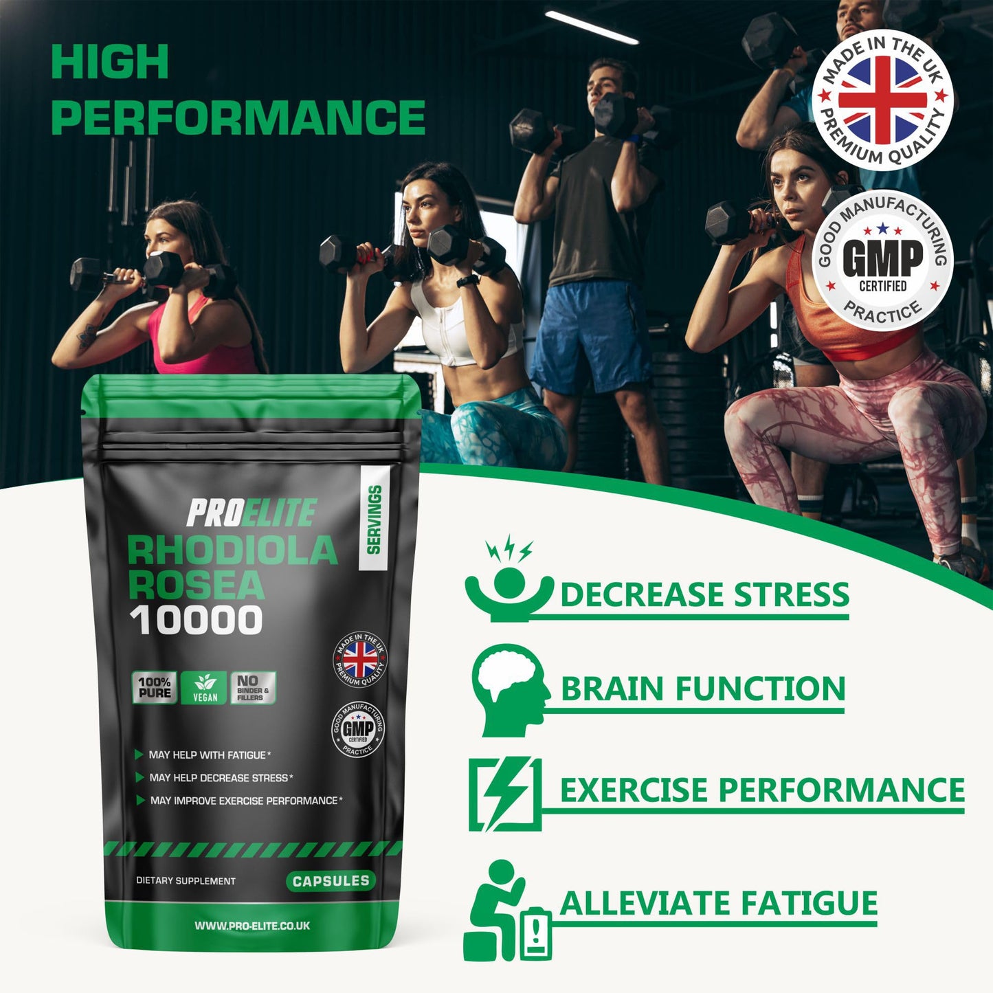 Rhodiola Rosea Extract 500mg 30 Vegan Capsules | 3% Standardised Rosavins 1% Salidrosid | Arctic Root Nootropic Adaptogen Supplement | Premium Rhodiola Root Extract | Made in UK by PROELITE