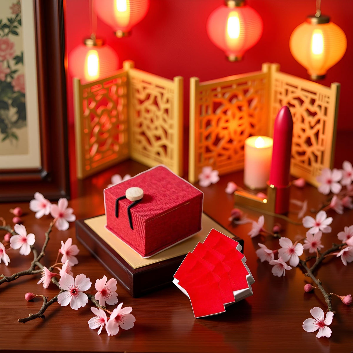Rosojodg Red Ancient Chinese Lipstick Paper, Lip Gloss Point Lipstick Makeup Rouge Paper with Red Box Women Cosmetic Lips Tool for Beauty and Personal Care