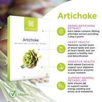 Healthspan Artichoke Extract 360mg (120 Tablets) | Supports Digestion & Liver Health | High Strength Vegan Artichoke Tablets with 7.2mg of Cynarin | with Calcium, Folate & Vitamin B6 | Vegan
