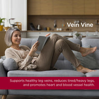 Healthspan Vein Vine Leg Vein Support 360mg (180 Tablets) | for Tired & Heavy Legs | Maintains Healthy Leg-Vein Functions | Red Vine Leaf Extract | Added Vitamins B1 & C | Vegan