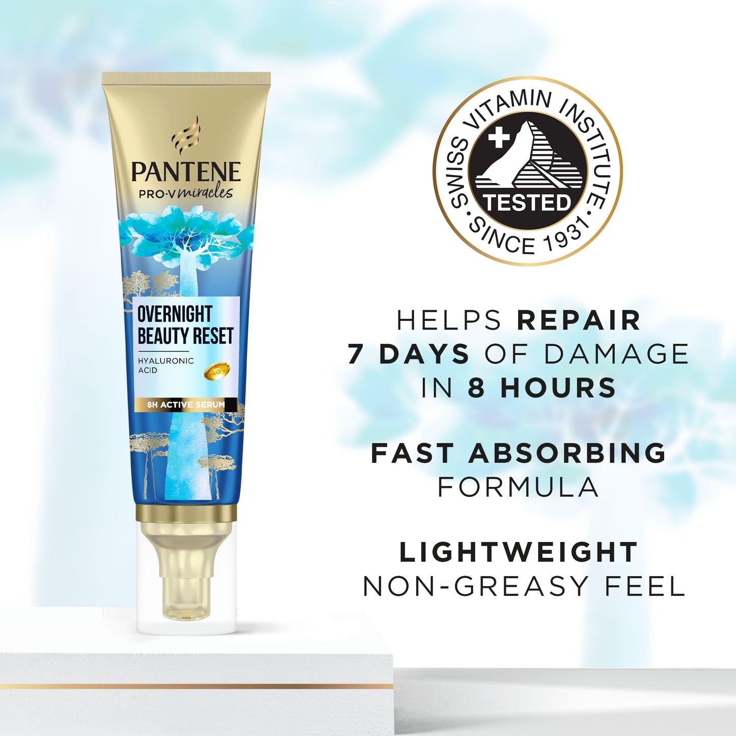 Pantene Hydra Glow Overnight Hair Serum With Biotin 70ml. Pro-V Miracles Hyaluronic Acid Serum for Hydrated and Softer Hair. Lightweight Non-Greasy Hair Moisturiser. Hair Care for Dry Damaged Hair