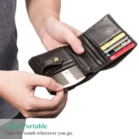 Metal Hair&Beard Comb - AhfuLife® EDC Credit Card Size Comb Perfect for Wallet and Pocket - Anti-Static Dual Action Beard Comb