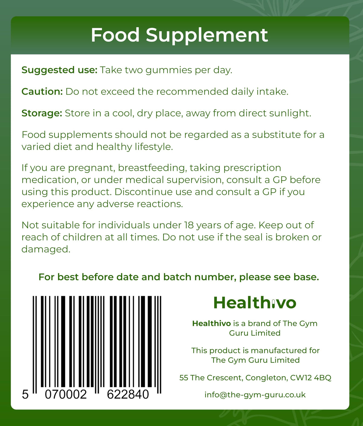 Healthivo® Ashwagandha Gummies High Strength 300mg, 60 Gummies, Vegan