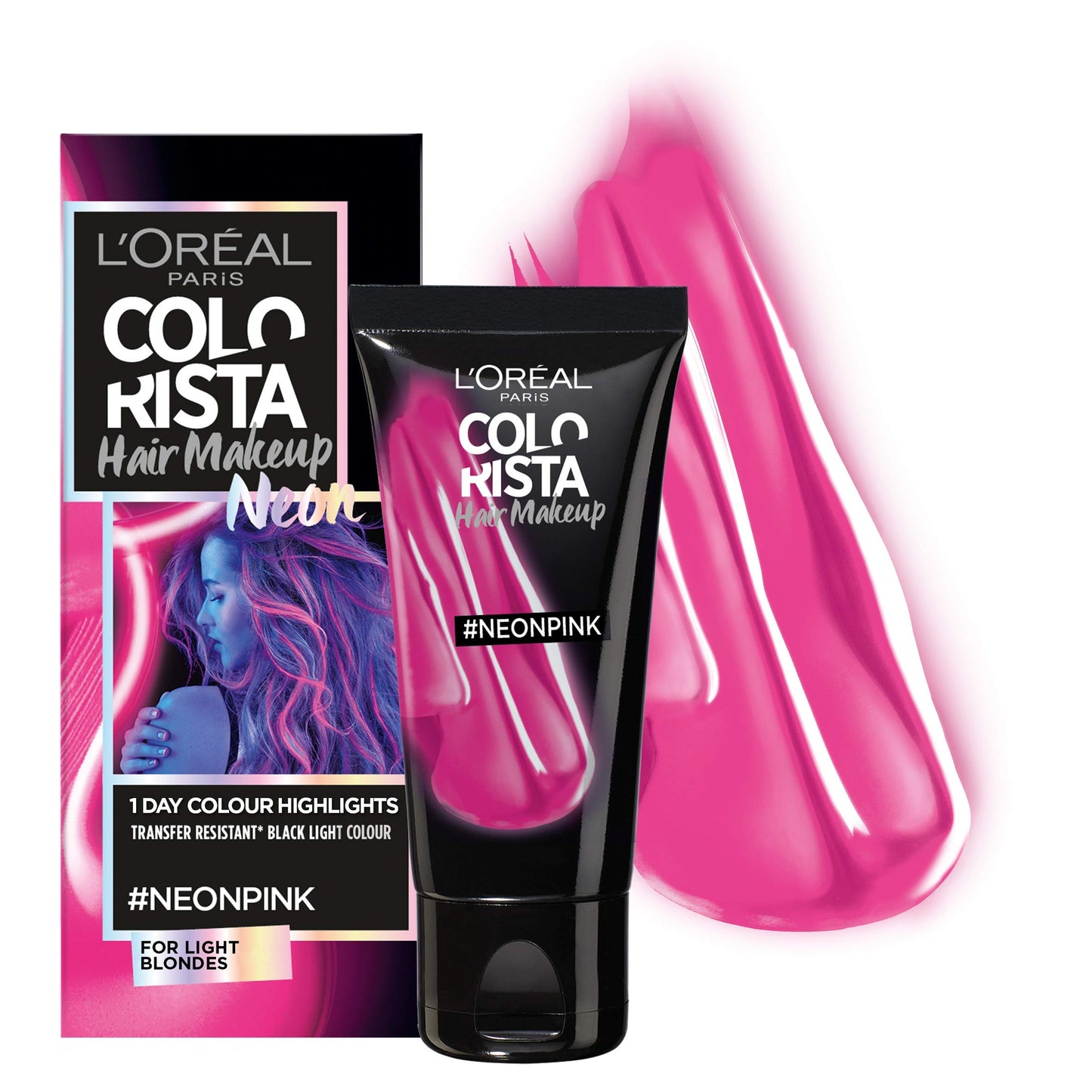 L'Oreal Paris L'Oreal Colorista Hair Makeup Neon Pink Temporary Light Blonde Hair Colour 30ml