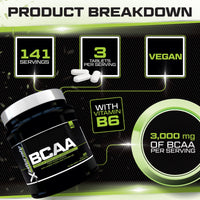 Xellerate NUTRITION BCAA Amino Acid Tablets - 3000mg per Serving - 425 Vegan Tablets not Capsules or Powder - Supplement with Vitamin B6 2:1:1 - Made in The UK - Xellerate Nutrition