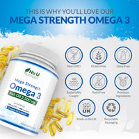 Omega 3 Fish Oil 2200mg & Vitamin D3 2000IU - 250 Capsules Over 4 Month Supply - 720mg EPA & 480mg DHA per Serving High Strength 1100mg Fish Oil per Capsule