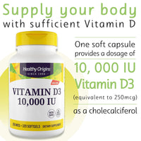 Healthy Origins, Depot Vitamin D3 250mcg (10,000 IU), Depot, 1 Capsule Every 10 Days, 120 Softgels, Highly Dosed, Lab-Tested, Soy Free, Gluten Free, Non GMO