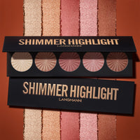 LANGMANNI Highlighter Powder Palette, Makeup Facial Bronzers Illuminator Palette Highlighter Baked Waterproof Long Lasting Brilliant Lighten Skin Color