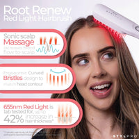 StylPro STYLPRO Red Light Hair Brush Comb, Encourages Hair Growth, Stimulates Hair Follicle, Aids in Hair Repair, 49x 655nm LEDs, Ergonomic Flexible Bristles, Rechargeable, Sonic Scalp Massage