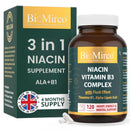 Bio Mirco Niacin Supplements with Flush Effect, B3 Vitamin Supplement, Nicotinic Acid, B1 Thiamine, ALA, 120 Capsules, Cognitive Function, Cholesterol, Heart & Energy, 50mg Active Form (niacinamide alternative)