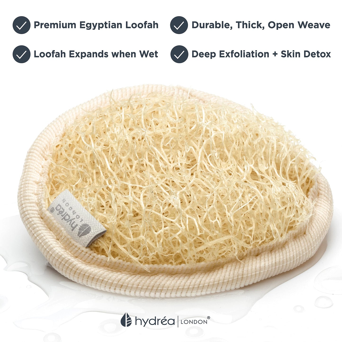 Hydrea London - Organic Egyptian Natural Loofah Face Exfoliator Pad - Double Sided for Exfoliation + Cleansing