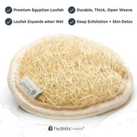 Hydrea London - Organic Egyptian Natural Loofah Face Exfoliator Pad - Double Sided for Exfoliation + Cleansing