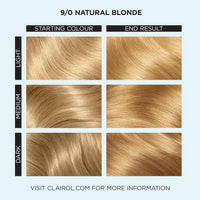 Clairol Colour Studio Permanent Colour Cream | Hair Dye | Long-lasting Rich Tones | 100% Grey Coverage | Dermatologically Tested Vegan Formula | Hair Colouring Kit | Natural Blonde 9/0 I 50ml