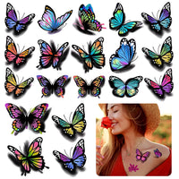 FFWHKON 126Pcs Butterfly Temporary Tattoo, 3D Temporary Tattoos Stickers