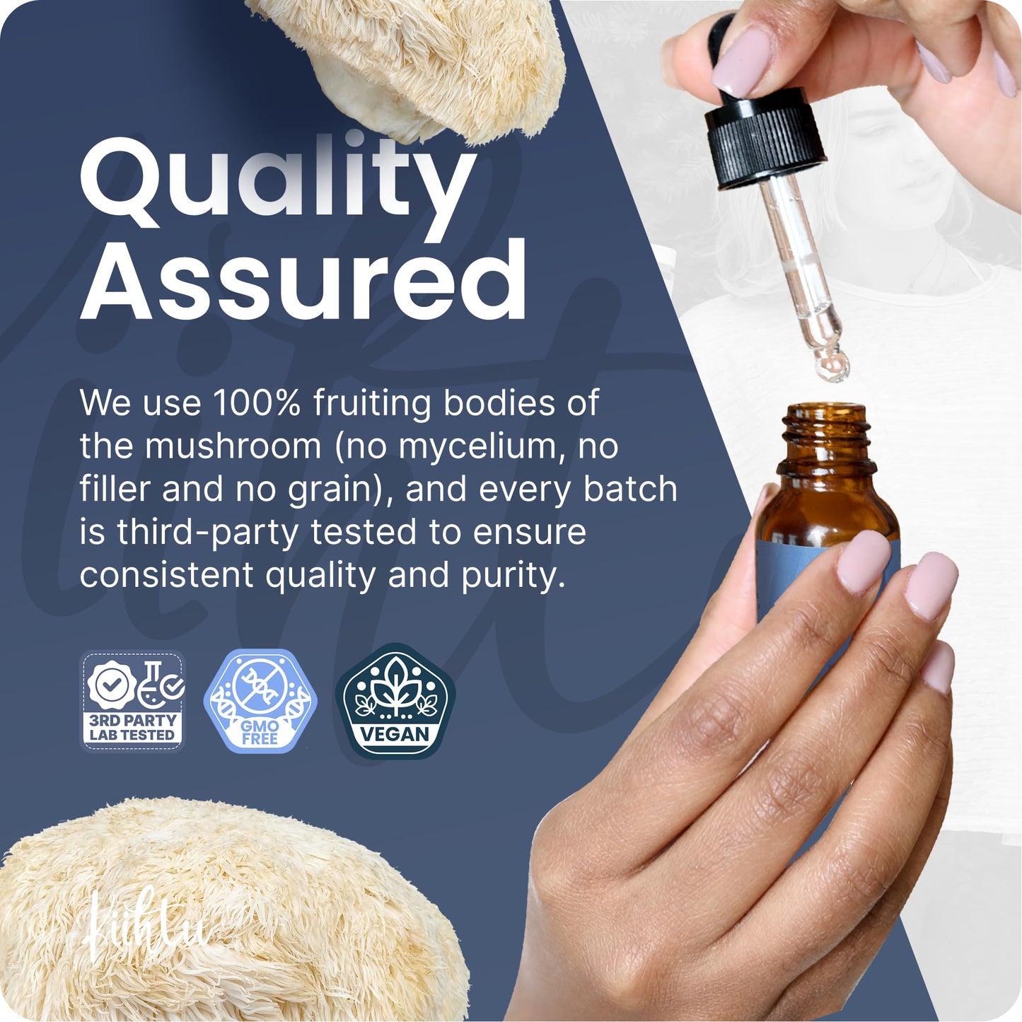 Kiihtu Lion's Mane Liquid Extract Tincture - 50ml | High Strength 2000mg Per Serving, Premium Mushroom Tincture Drops | Highest Bioavailability & Absorbency Supplement | UK