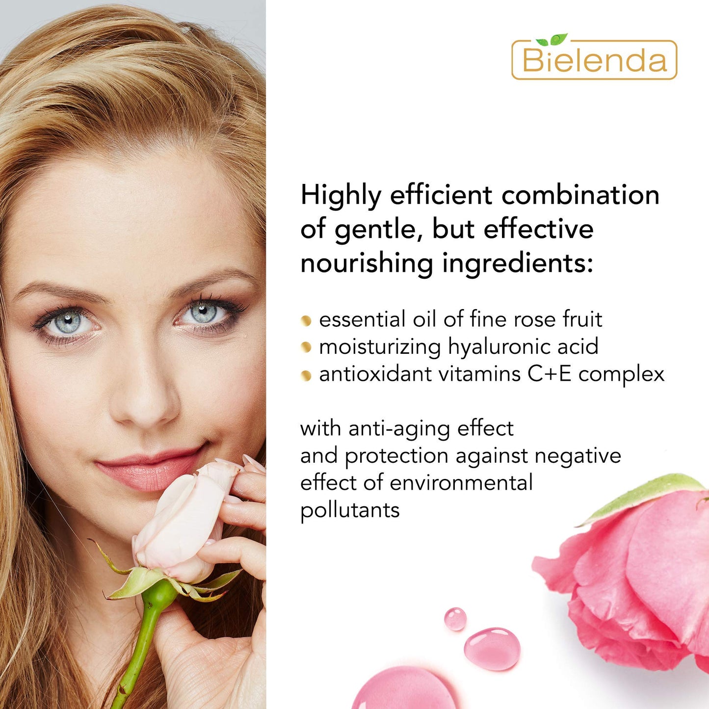 Bielenda Rose Care - Gently But Effectively Cleanses And Refreshes The Skin, Instantly Removes Make Up - Tones, Soothes, Provides Skin Softness And Comfort - Rose Care Micelar Water - 500 ml