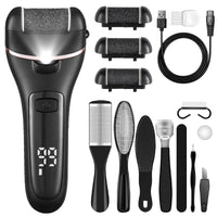 Bemece Electric Foot File Callus Remover, Professional Rechargeable Waterproof Pedicure Kit with 10 in 1 Foot Files Pedicure Tools Set for Cracked Heels Calluses and Dead Skin…（Gifting Recommendation）
