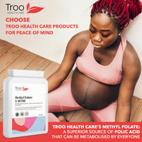 Troo Health Care Folic Acid 600µg 90 Capsules as Quatrefolic Methyl Folate 5-MTHF Supplement - 6S-5-Methyltetrahydrofolate - Superior Bioavailable Activated Folic Acid Supplement - UK Manufactured