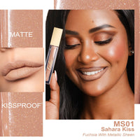 Oulac Matte Liquid Nude Lipstick for Women, Beige Nude Long Lasting Lip Gloss, Waterproof, Highly Pigmented Creamy Formula Lipstick with Vitamin E, Vegan, 4.5ml (MS01)