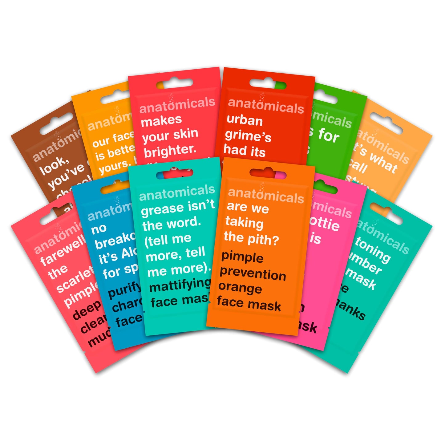 anatomicals Anatomicals Face Masks Mega Pack - Rejuvenating, Hydrating, Skin Boost, Refined Pores, Reduces Inflammation & Puffiness Face Masks - Pack of 12