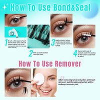 AMZGIRL LASH Manga Lash Clusters Kit 144PCS Fairy Eyelash Extension Kit with Bond and Seal, Fake Eyelashes Clusters with Invisible Lash Band, Glue Remover and Applicators (8-16mm,White Bond)