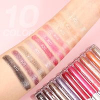 LANGMANNI 10 Colors High Shine Lipgloss Set,Long Lasting Diamond Gliter Shimmer Liquid Lipstick Set,Hydrating,Moisturizing Lip Gloss Kit Gift Makeup For Girls (SET A)
