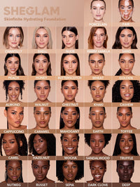 SHEGLAM Skinfinite Hydrating Foundation Flawless Dewy Foundation Hydrating Coverage Invisible Pore Concealer Pore-less Non-Greasy Lightweight Natural Soft Liquid Foundation-Shell