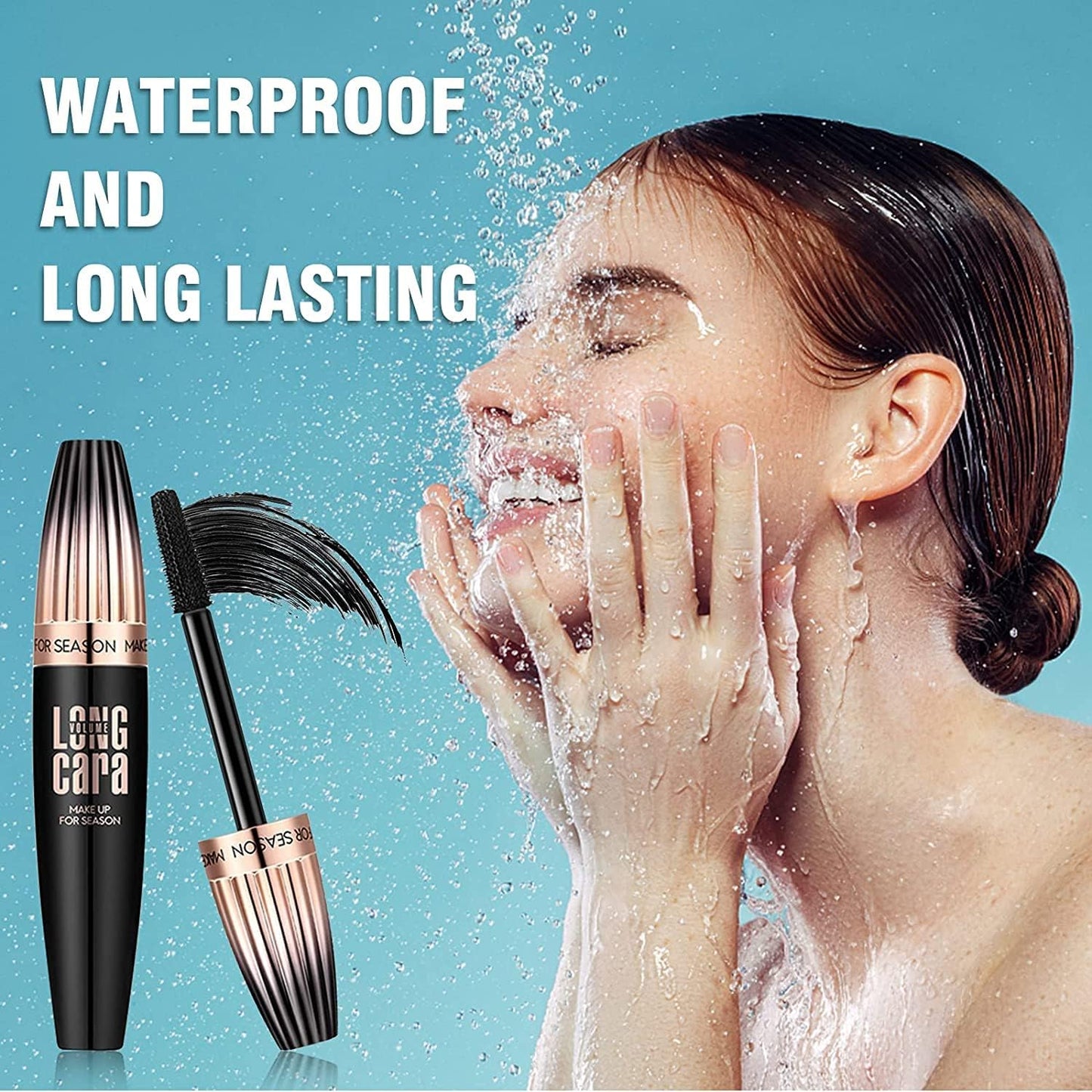 EHIOG 4D Lash Extension Mascara with Silk Fibers, Waterproof Black for Sensitive Eyes, Natural Curl & Volume, Smudge-Free, Long-Lasting Definition, Clump-Resistant Formula for Full Lashes