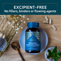 AYURVEDIQ WELLNESS Ayurvediq Wellness, 120 caps Ashwagandha Organic Capsules with Black Pepper Extract, Ayurveda Products, Herbal Supplements, Vitamins, Iron & Protein, Gluten Free, Dairy Free, Vegan