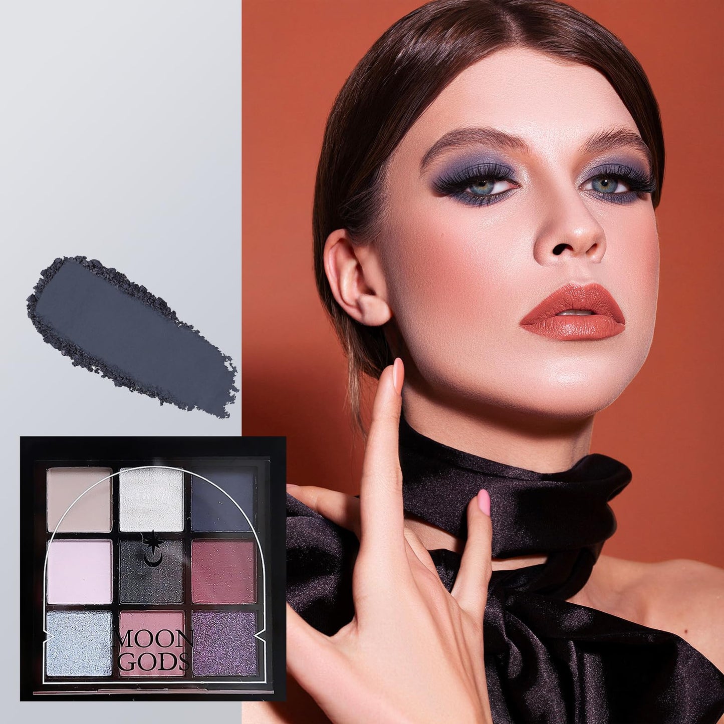 LYNTYAOU Black Gray Blue Silver Smoky Eyeshadow Palettes set, Matte Goth Eye Shadow Shimmer Palette, Neutral Purple Make-Up Palettes for Women Glitter Make up Set, Festival Eyeshadows 9 Colour Highly Pigmented