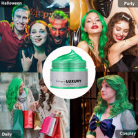 Temporary Green Hair Color Wax - Instant Styling Green Hair Dye Mud - Washable Coloured Hair Wax Pomad For Men Women - Ideal For Halloween, Cosplay, Parties,Masquerade,Nightclub (120g)