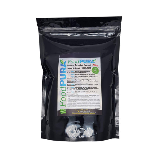 FoodPURA Food PURA® 500G Pure 100% Coconut Activated Charcoal Food Grade Powder - Teeth Whitening, Detox & Bloating